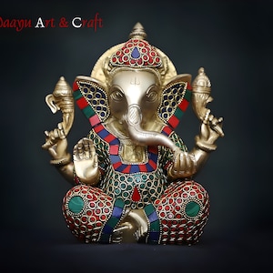 Ganesh Statue, Brass Ganesha Idol, Large Lord Ganesha Hindu Elephant God Spiritual Ganpati Sculpture, Vinayak Figure Wedding Home Decor Gift