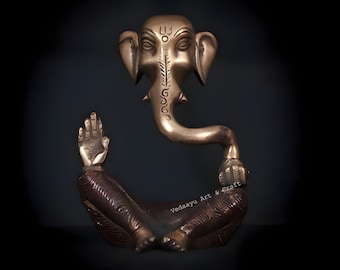 Statua di Ganesha Ottone Dio indù Ganesh Idol Elefante Scultura Vintage Seduta Intagliata Moderna Lord Ganpati Figurine Home Decor Housewarming