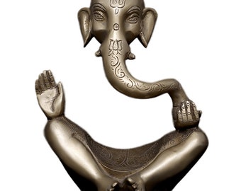 Messing Ganesha-beeld: hindoegod Ganesha, idool, religieus decor