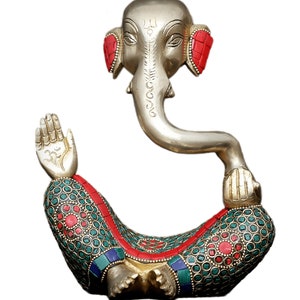 Ganesha Statue In Brass Modern Ganesha Idol Lord Ganesh Elephant God Ganapathi Sculpture Figurine Ganpati Vinayaka Murti Home Decor Gifts
