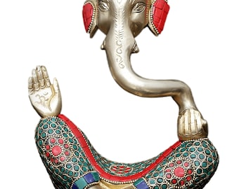 Brass Ganesha Idol for Home Temple, Handmade Hindu God Statue, Ganpati Spiritual Home Decor, Good Luck Thanksgiving Housewarming Gift