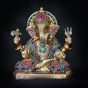 Handmade Brass Ganesha Idol | Antique Ganesh Statue for Home Decor Diwali Puja Room Mandir, Housewarming Gift, Spiritual Prosperity Figurine