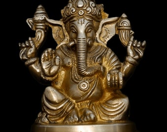 Handcrafted Brass Ganesha Statue | Hindu God Ganesh Idol Antique Vastu Pooja Home Decor Spiritual Meditation Altar Diwali Housewarming Gift