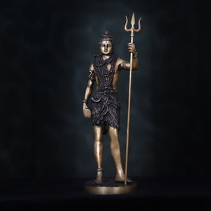 Large Shiva Statue Brass Hindu God Shiv Idol Lord Nataraja Dancing Standing Vintage Antique Sculpture Father Ganesha Adiyogi Figurine Gift