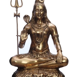 Brass Shiva Statue, Adiyogi Shiva 58 CM Hindu God Shiva Idol Large Size Shiv statue Mahadev For Temple Pooja Corner Home Garden office Gifts