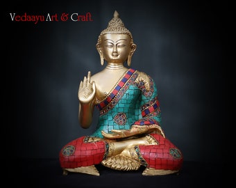 Handgefertigte Messing Buddha Statue, Meditation Dekor, Zen Geschenk, Buddha Idol Vintage buddhistische Figur, spirituelle Housewarming Yoga Wohnkultur Geschenk