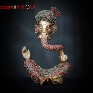 Ganesha Statue Brass, 26 cm Abstract Ganesh Idol Modern Ganesha Sculpture Stonework Hindu God Ganesh Figure Outdoor Garden Home Decor Gifts