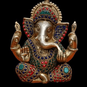 Ganesha Statue Brass Abstract Ganesha Idol Vinayak Sculpture Showpiece Lord Ganesh Figurine Hindu God Ganapati Murti Stone Temple Decor Gift