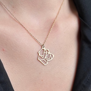 Dog Portrait 14K Gold Plated Necklace: Geometric Pet Jewelry