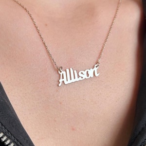 Personalized 14K Gold Plated Name Necklace, Custom Name Necklace, Name Jewelry, Kids Name Necklace, Anniversary Gift, Name Pendant Necklace
