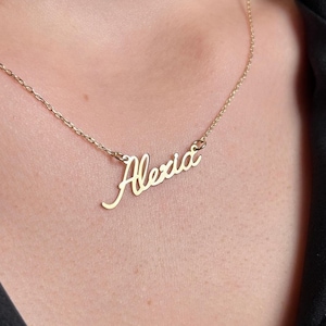 Personalized 14K Gold Plated Name Necklace, Custom Name Necklace, Name Jewelry, Kids Name Necklace, Anniversary Gift, Name Pendant Necklace