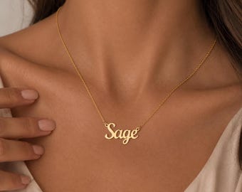 14K Vermeil Gold Personalisierte Namenskette: 925 Sterling Silber Schmuck Geschenk