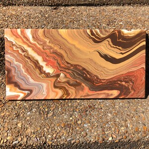 Java Lava, abstract, acrylic, pour-painting,10x20in. canvas