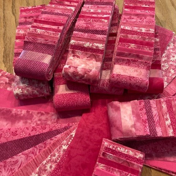 21-226 - Hot Pink Blend and White Variety - 2.5 inch strips - Layer Pack - 2 of each of 10 for total of 20 Strips per roll