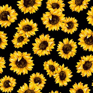2159 - Sunflower Dance - Black - 100% Cotton - Quilt Quality Fabric