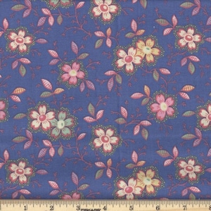 1298 - Happy Flowers - 07 - Periwinkle - 100% Cotton - Quilt Quality Fabric