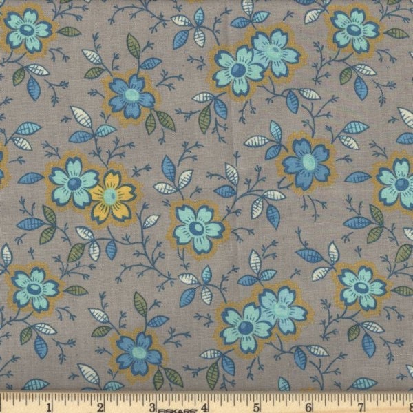 1290 - Happy Flowers - 17 - Gray - 100% Cotton - Quilt Quality Fabric