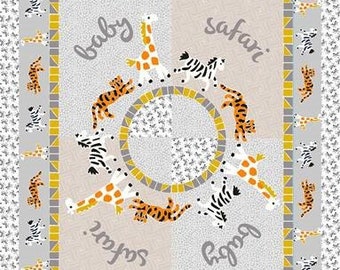 2202 - Mosaic Safari Animal Panel - 100% Cotton - Quilt Quality Fabric