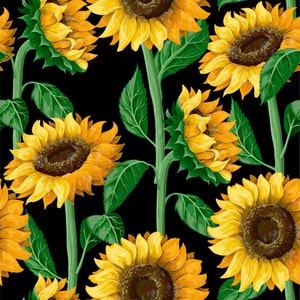 930 - Sunflower on Stalks Mix Print - 100% Quilt Quality Fabric - Listed by the 1/2 Yard