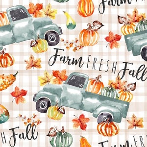 959 - Farm Fresh Fall Trucks - 100% Quilt Quality Fabric - Listed by the 1/2 Yard