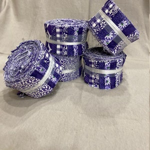 21-261 - Purple Blends & White Variety - 2.5 inch strips- Layer Pack - 2 of each of 10 for total of 20Strips per roll
