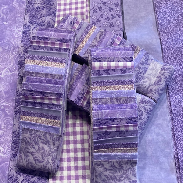 21-226 - Lavender / Lilac Blend with some White Variety - 2.5 inch strips  - Layer Pack - 2 of each of 10 for total of 20 Strips per roll