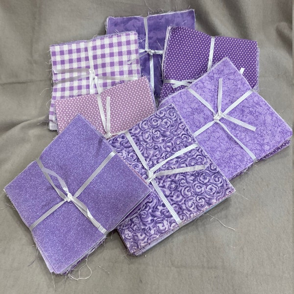 21-223 - Lavender Blends & White - 5 inch by 5 inch squares - 4 each of 10 fabrics per set - Total of 40