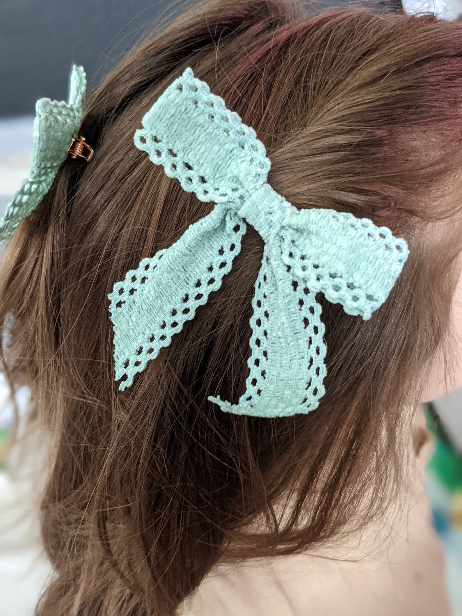 Set of Two Lace Hair Clips Lace Barrettes Lace Bow Clip Etsy