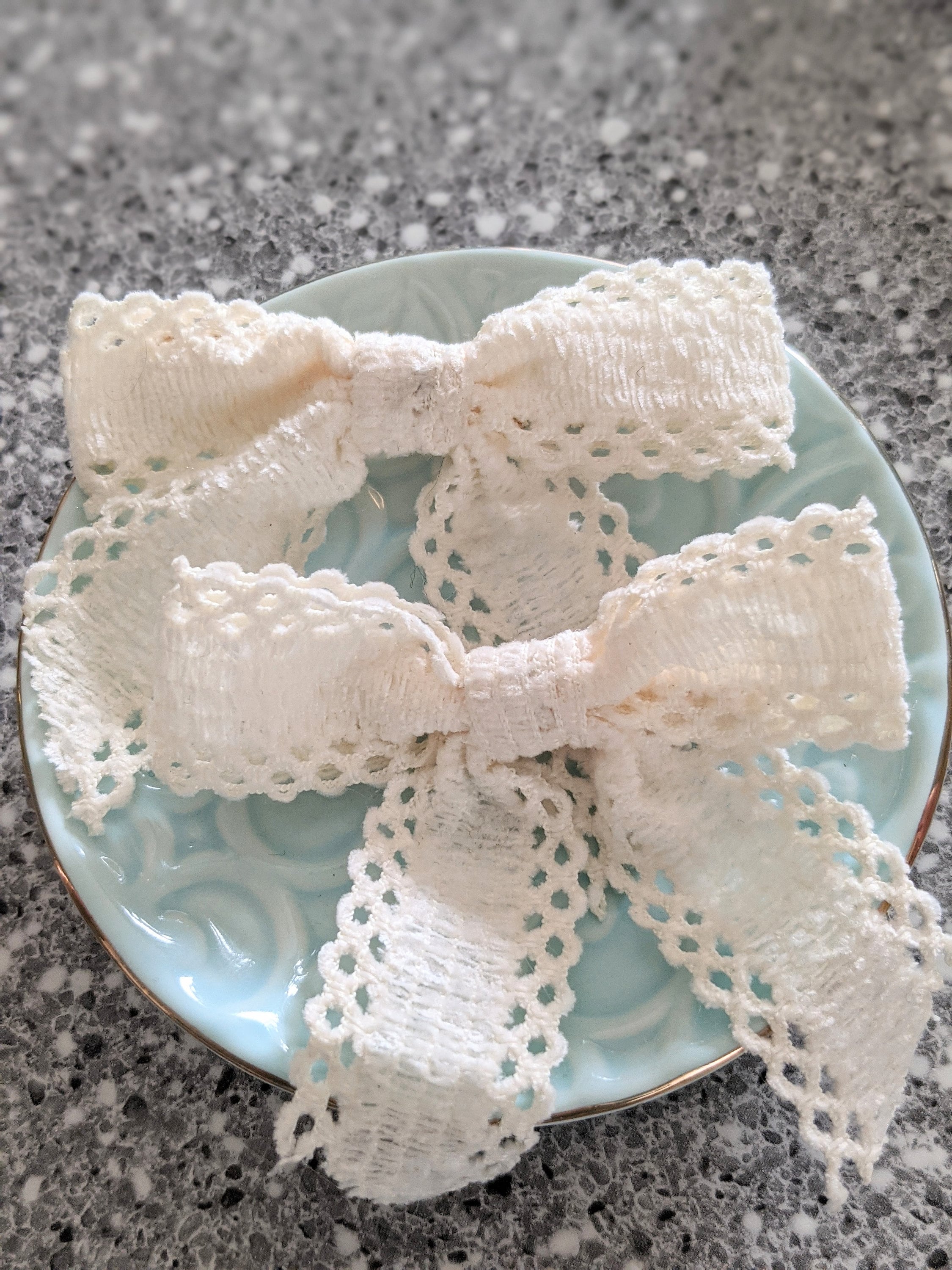 Set of Two Lace Hair Clips Lace Barrettes Lace Bow Clip Etsy