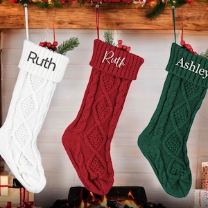 Personalized Christmas Stockings, Embroidered Stocking, Knitted Christmas Stockings, Christmas Gift, Custom Christmas Stockings