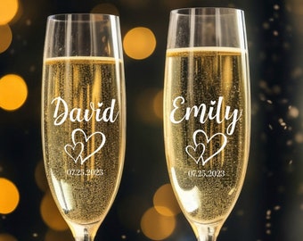 Set of 2, Wedding Toasting Flutes, Personalized Wedding Glasses, Wedding Party Glasses, Wedding Glasses - Champagne Flutes - A