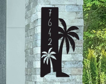 Personalized Palm Trees Metal House Number Sign, Personalized Address Sign, Modern House Number, Custom Address Plaque,  Palm Trees Sign