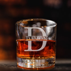 Custom Whiskey Glasses, Personalized Family Monogram Whiskey Glasses, Wedding Glasses, White Elephant Gift, Secret Santa