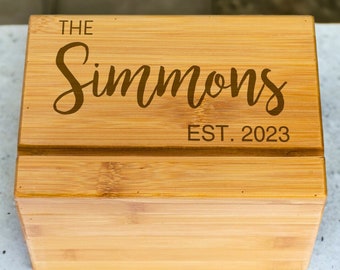 Personalized Wooden Recipe Box - Custom Kitchen Organizer