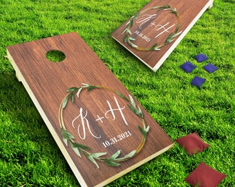 Monogram Cornhole Boards, Backyard Games, BBQ Games, College, Tailgating, Cornhole Set with Bags, Wedding Gift, Housewarming Gift