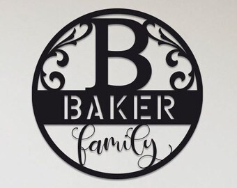 Custom Metal Family Name Sign, Metal Monogram Sign, Personalized Monogram Sign, Custom Last Name Sign, Custom Laser Cut Sign, Initial Sign