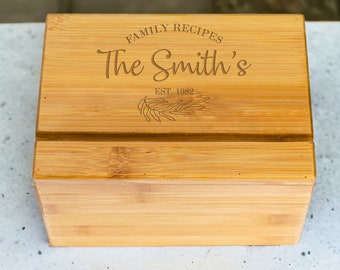 Personalized Wooden Recipe Box - Custom Kitchen Organizer