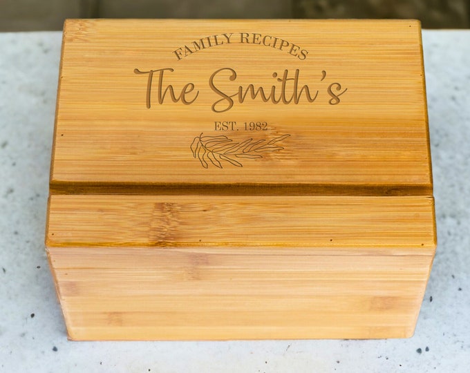 Personalized Wooden Recipe Box - Custom Kitchen Organizer