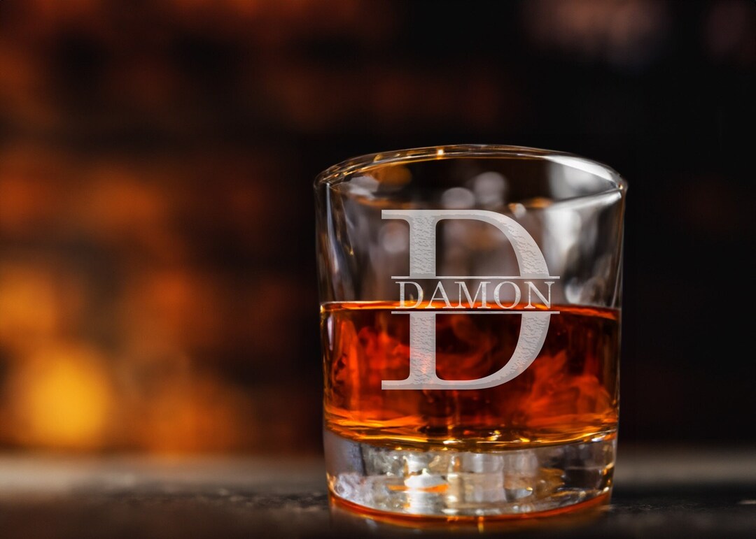 Custom Whiskey Glasses, Personalized Family Monogram Whiskey Glasses, Wedding Glasses, White ...