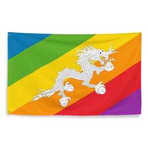 Bhutan LGBT Gay Pride Flag 3x5