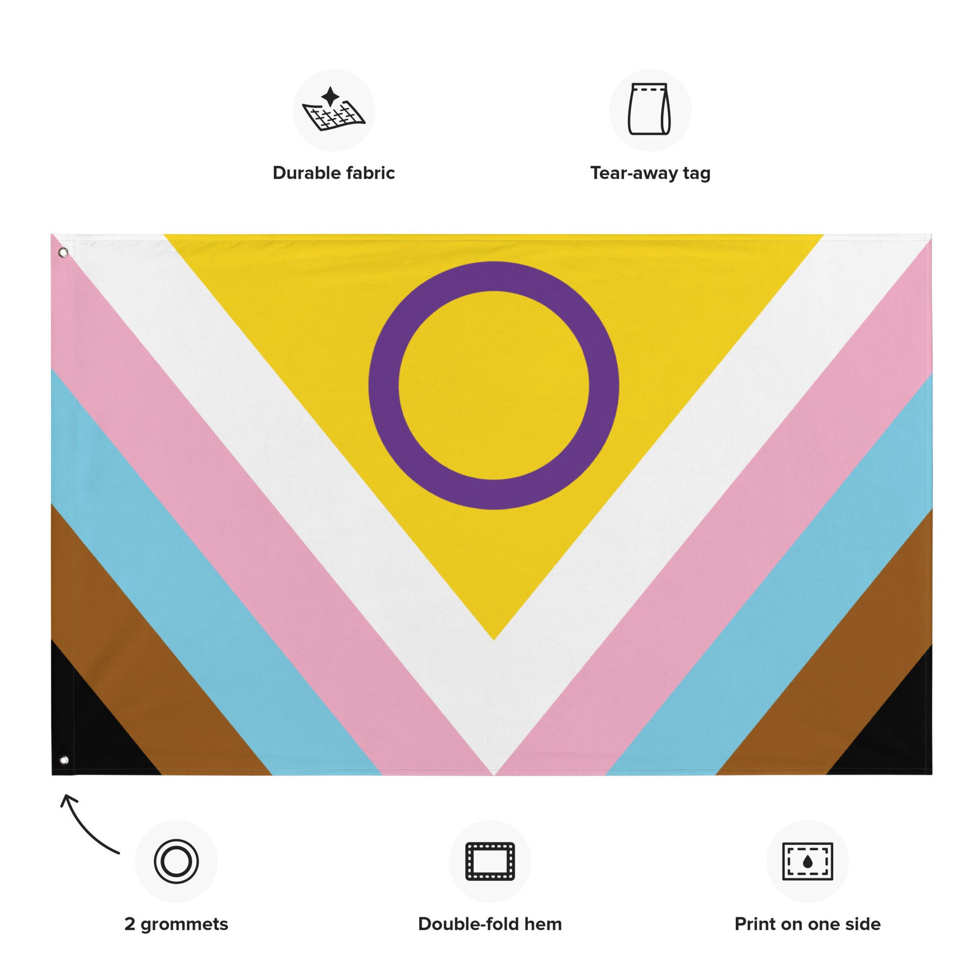 Progress Pride Chevron Flag 3x5 | LGBT Rainbow Intersex Banner - Etsy