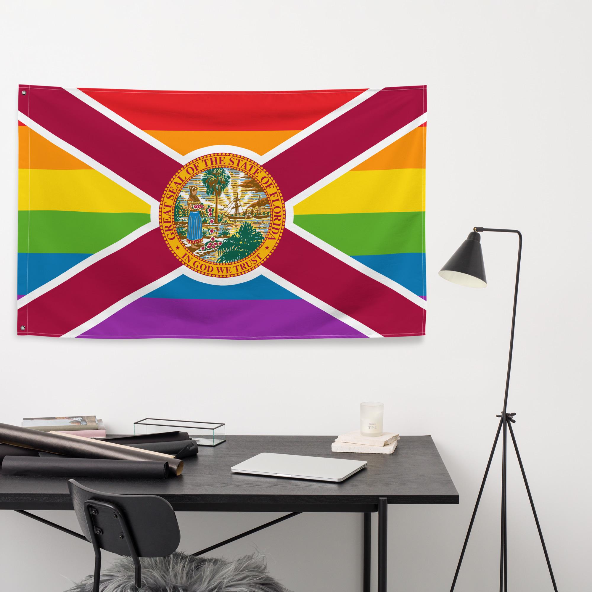 Bandiera Florida State Rainbow Pride 3'x5' - Tessuto Poli Nylon 100D Per Interno/Esterno
