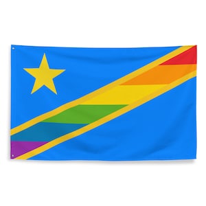 LGBT Congo Pride Flag 3x5 | Democratic Republic of the Congo DRC Gay Rainbow Banner