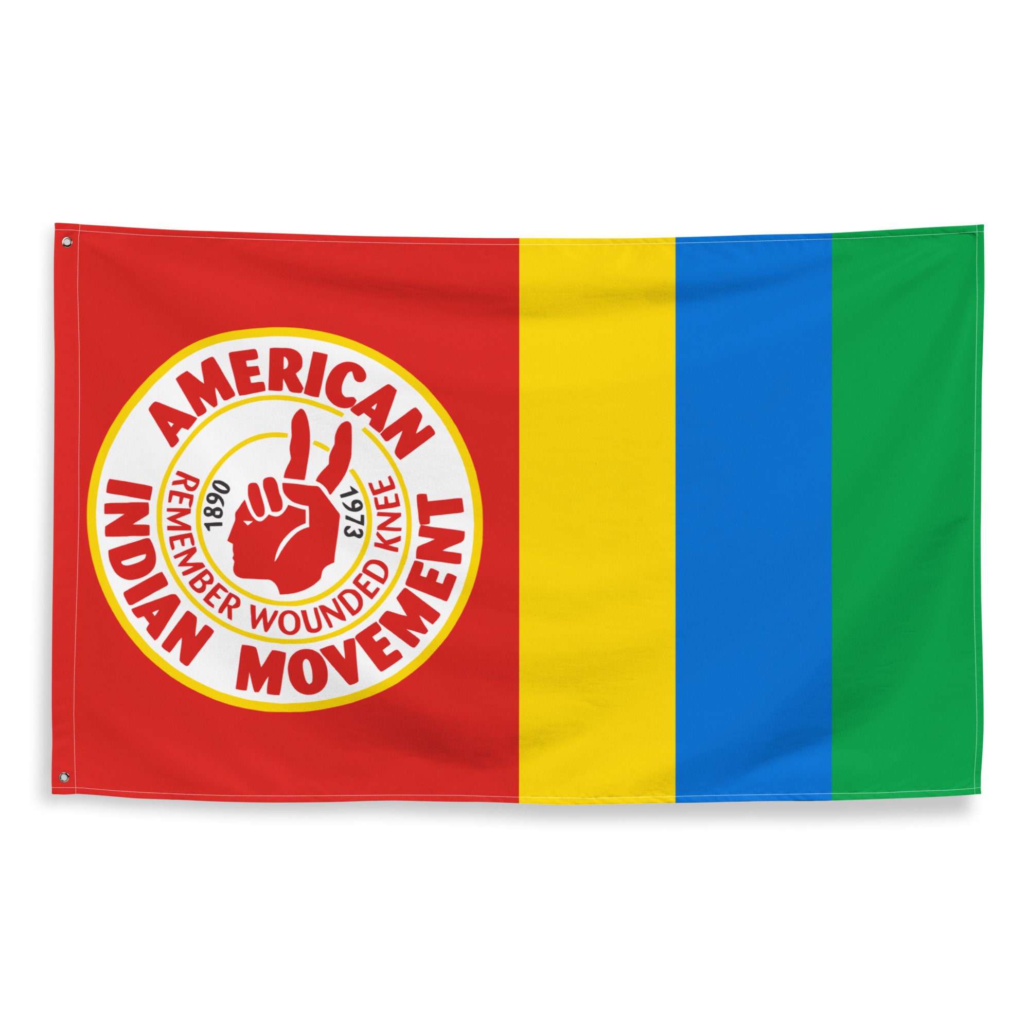 thumbnail image 2 of Trade Winds 2x3 Foot American Indian Movement Flag – Polyester, Native American Rights Protest Banner AIM 2 of 5