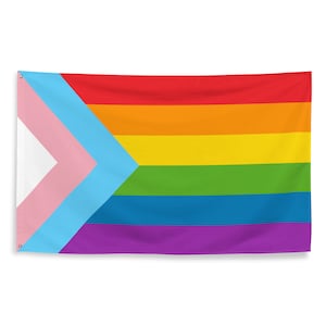Progressive Rainbow Gay Pride Flag 3x5 | Trans Inclusive Pride Flag Banner