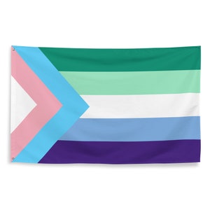 Trans MLM Gay Man Trans-inklusive Fortschritt Pride Flagge 3x5 | Gay Regenbogen Transgender Banner