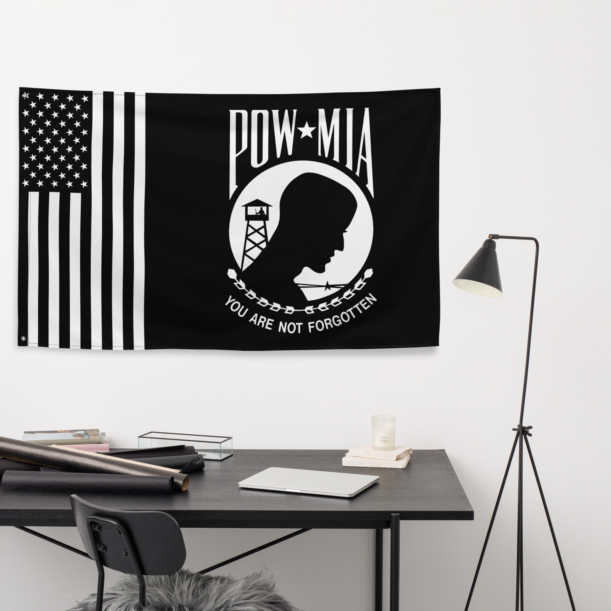 3x5 POWMIA POW MIA Prisionero De Guerra 2 Capas Bandera Blanco