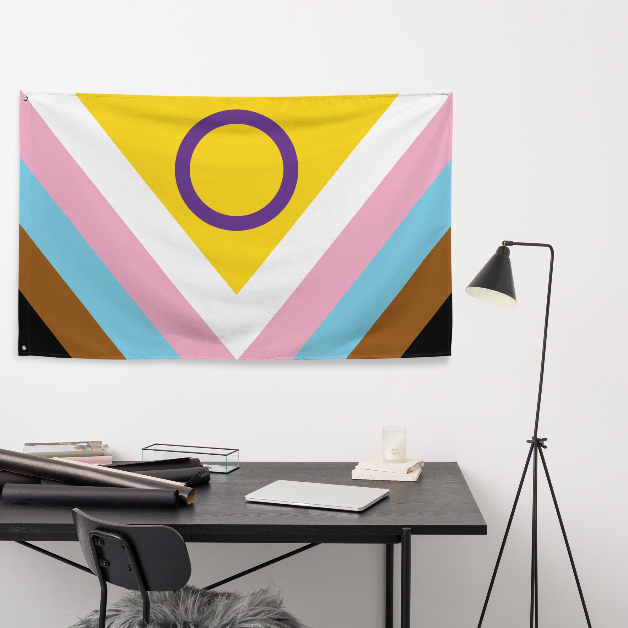 Progress Pride Chevron Flag 3x5 | LGBT Rainbow Intersex Banner - Etsy