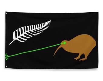 Laser Kiwi Neuseeland Aotearoa Silver Farn Flagge 3x5