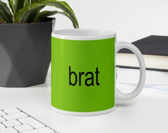 Brat Mug | 11oz 15oz 20oz Demure Trendy Hyperpop White Glossy Cup